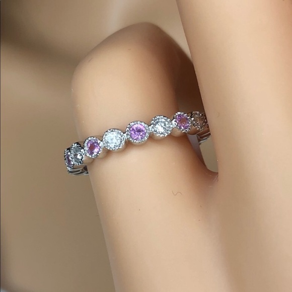 Jewelry - 14KT Pink Sapphire Diamond Eternity Ring